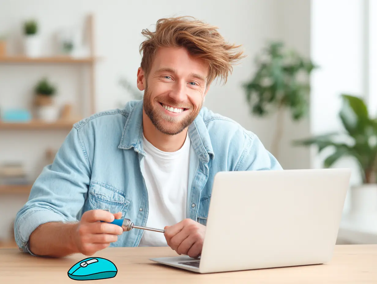 Person opsætter hjemmenetværk med router og kabler i moderne stue.