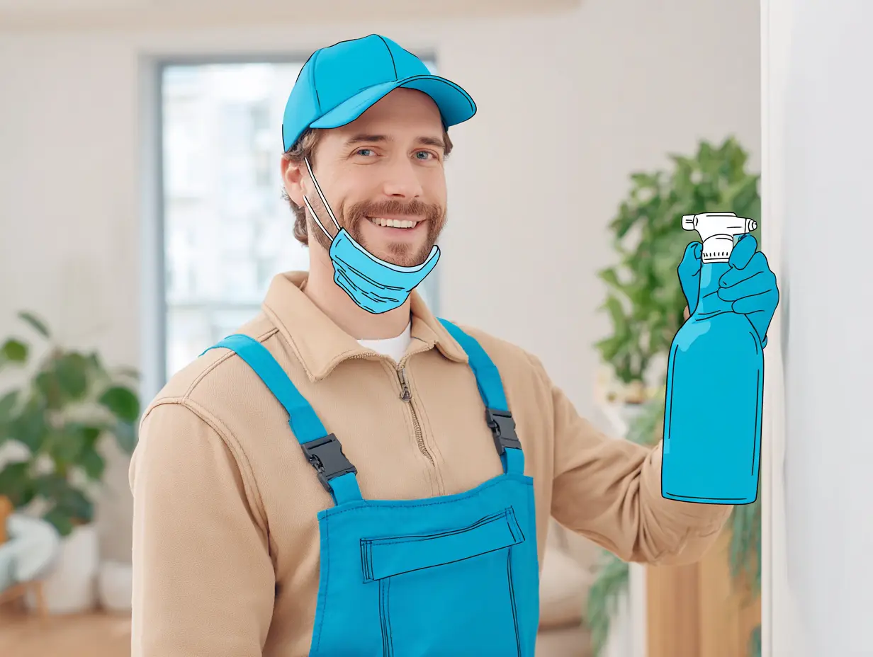 Professionel saneringsekspert i arbejde med beskyttelsesudstyr.