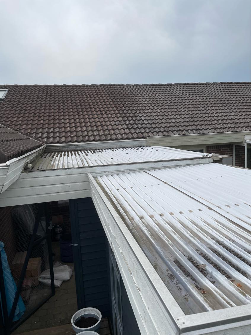 Skift af trapez plader på tilbygning