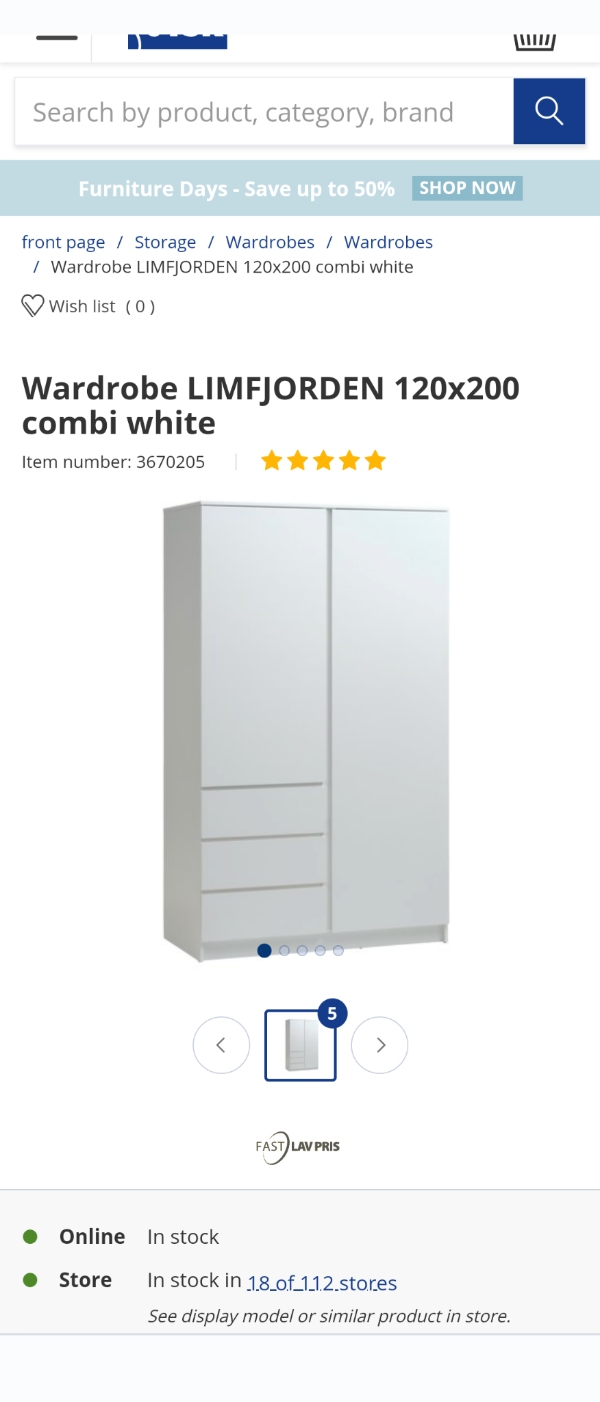 Assemble  Jysk wardrobe 120x200 (small size)