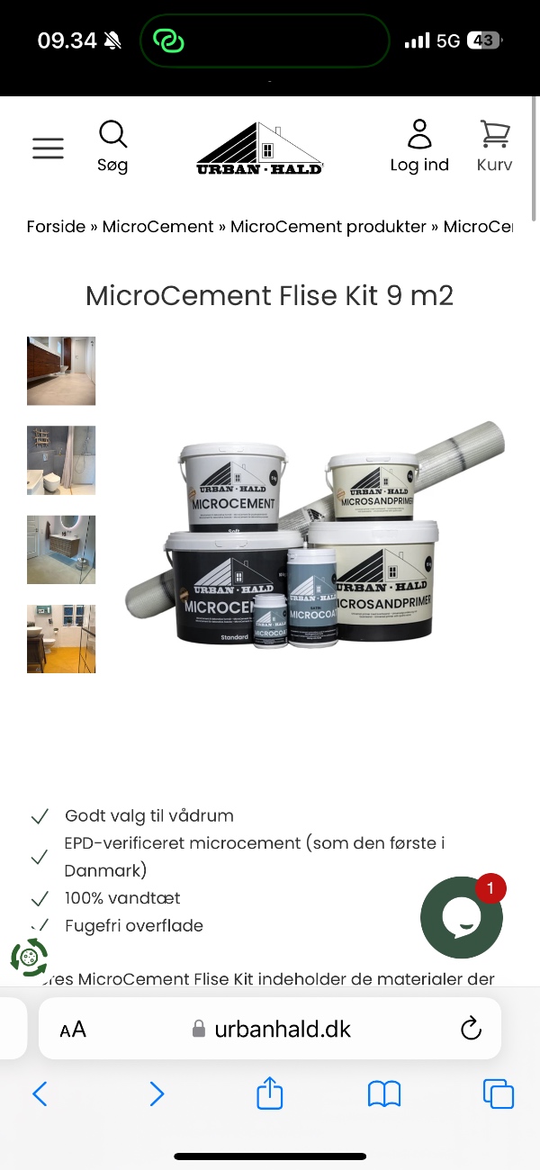 Mikrosement badeværelse