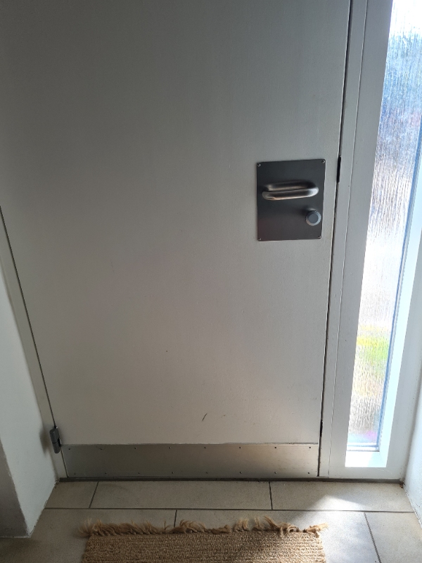 Kattelem i hoveddør.