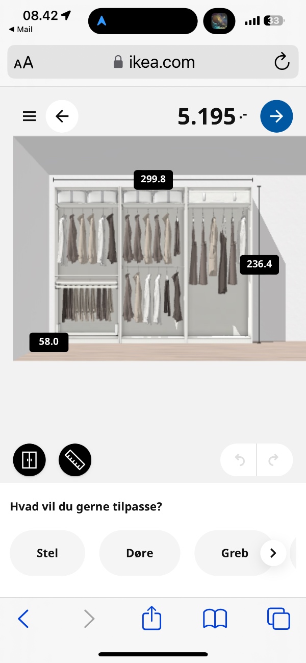 Samling af Ikea-garderobeskabe