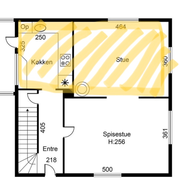 Gulvslibning + udlusning ved væltet væg