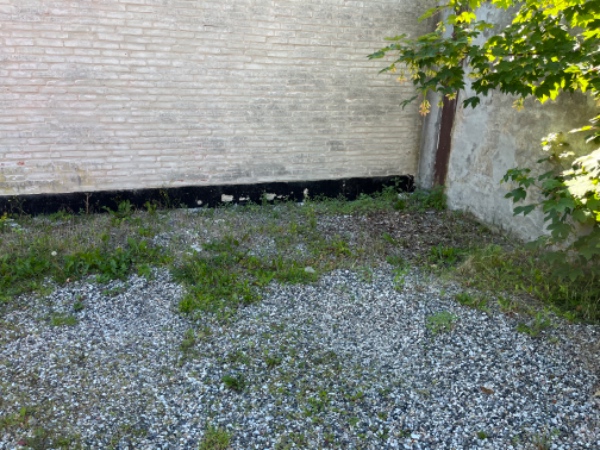 Fjerne ukrudt i baggård