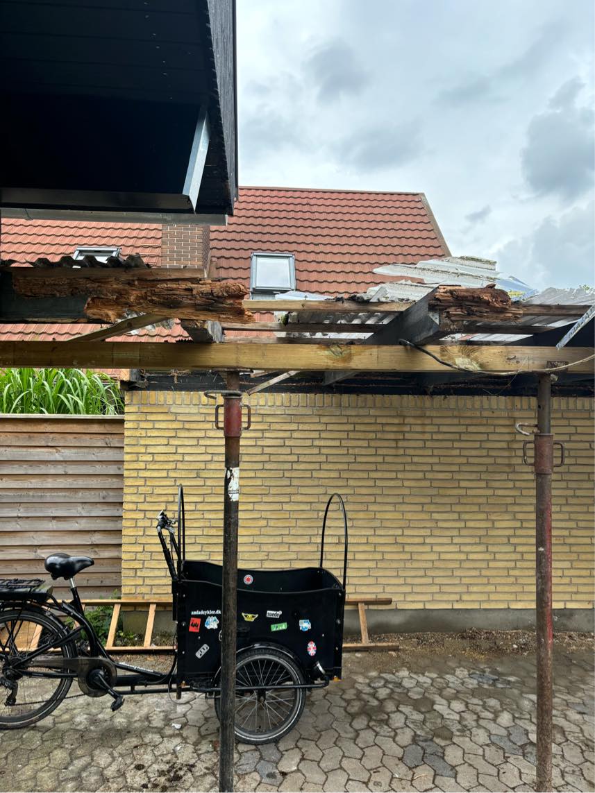 Nedrivning af overdækning inkl bortkørsel