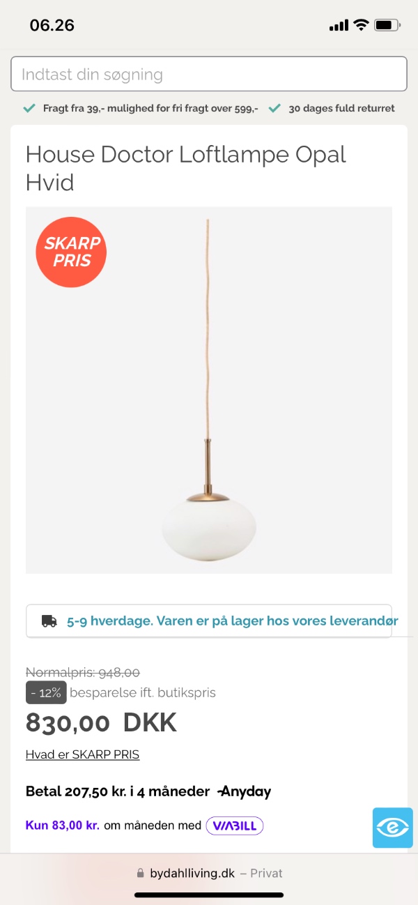 Jeg skal have sat en lampe op i min gang.