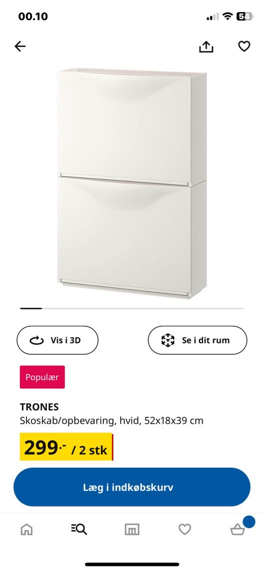 Opsætning af hylder og 2 skoskabe i betonvæg