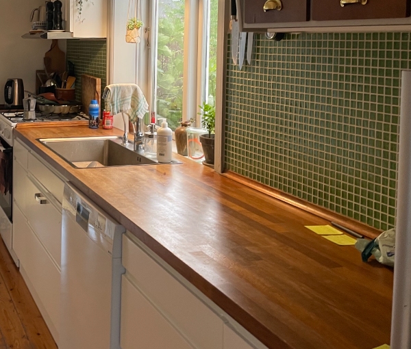 Slibe og oliere køkkenbordplade