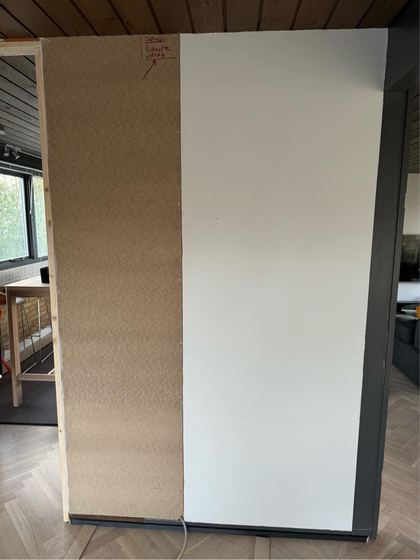 Spartle, filt og maling af lille skillevæg