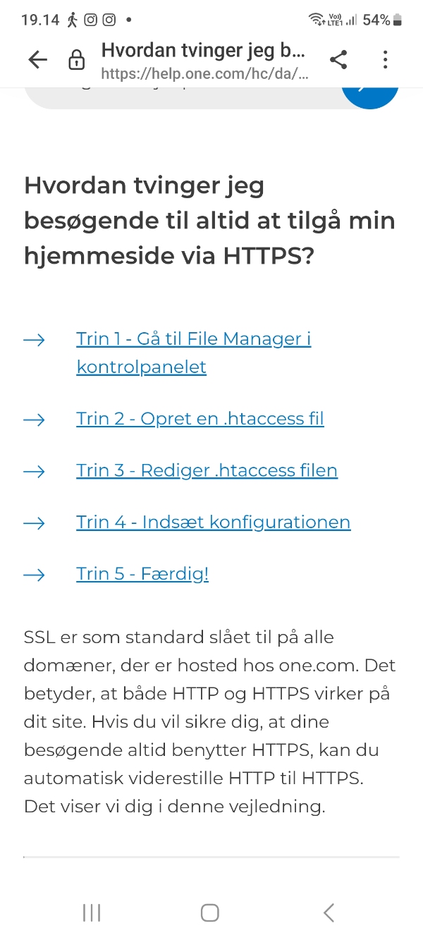 Hjælp til at kunne redigere i min hj side. Nu viser den usikker tilstand. Grundet opkøb af hj siden