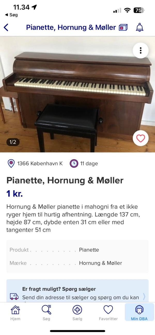 Flyt klaver fra 3. sal og ned på trailer, København C