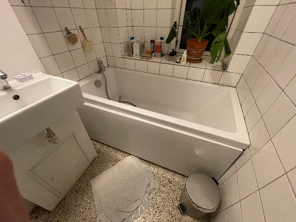 udskifning af vandslange monteret i badkaret, og udskiftning af køkken vask armature.