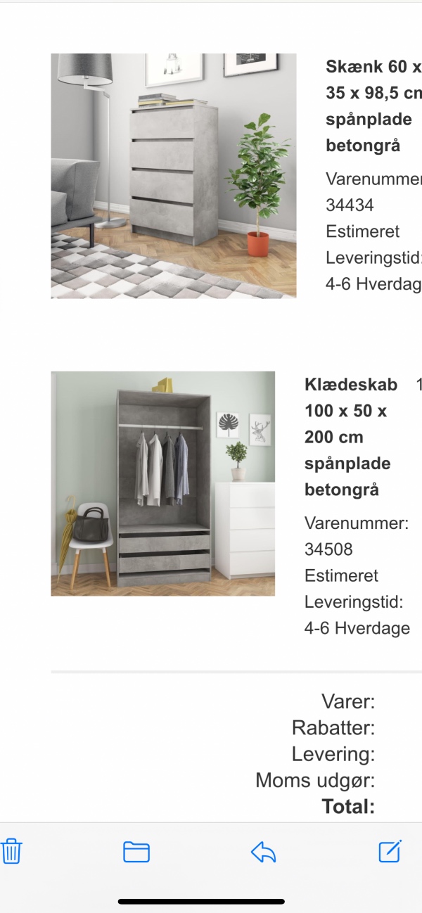 Klædeskab samt kommode og sko skab