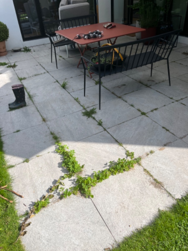Fjernelse af ukrudt på terrasse