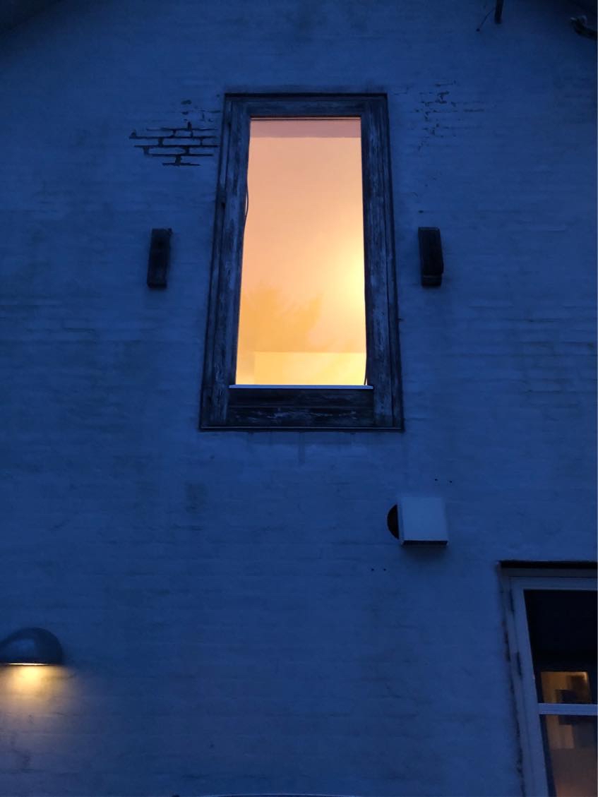 Udvendig vask af vinduer på første sal