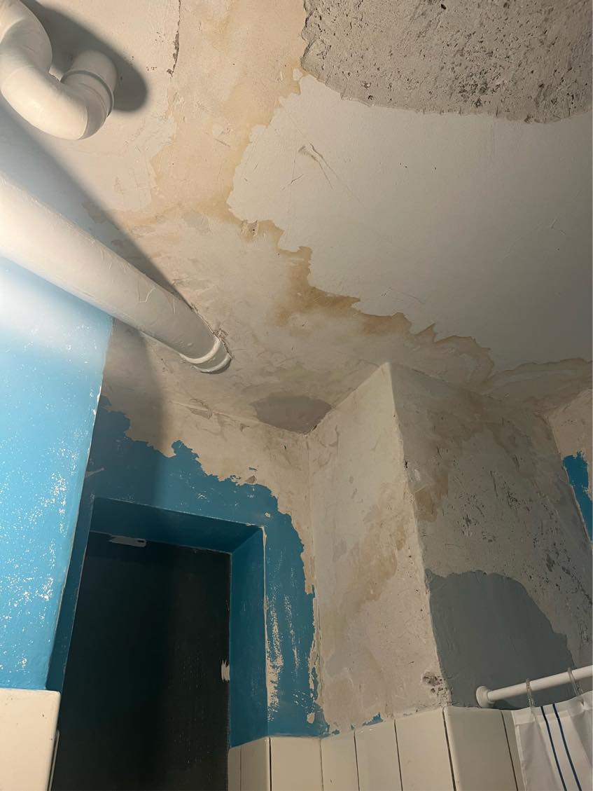 Spartle og male vægge og loft i badeværelse