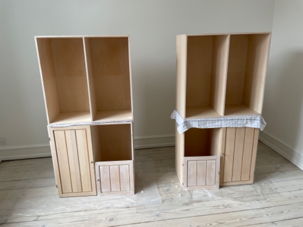 Opsætning af 4-6 kube reoler på væg, nogle af dem skal kunne bære LP plader