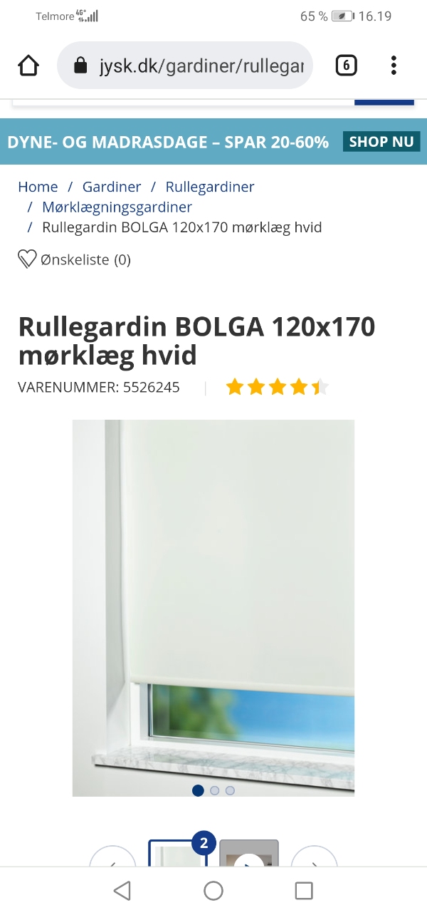 Ophæng af rullegardiner