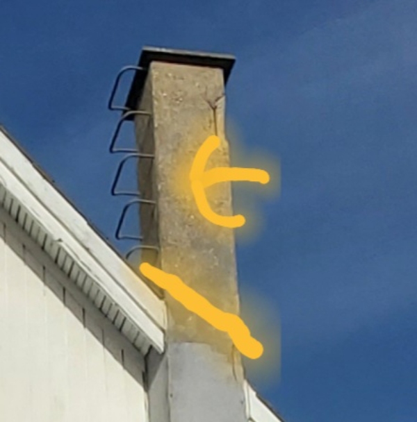 Nedrivning af toppen på en isocern skorsten