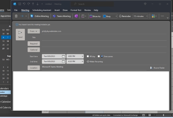 Teams integration i Office Appen paa Windows Laptop