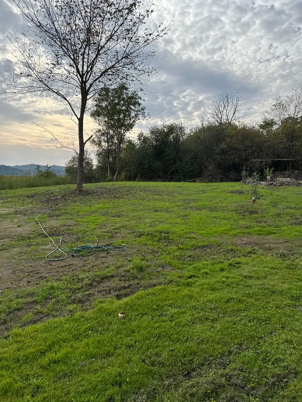 Plæning af have og fjernelse af sten - montering af robotkabel