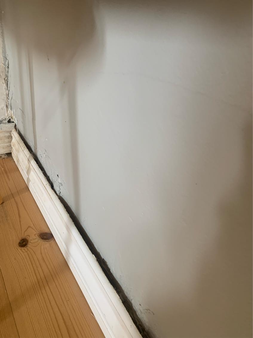 sætte gulvlister på en ujævn mur.