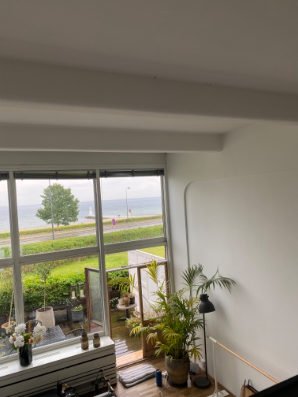 Rengøring af stue med meget højt til loft samt høje vindueskarme. Ønsker også at loft hjørnerne rengøres.