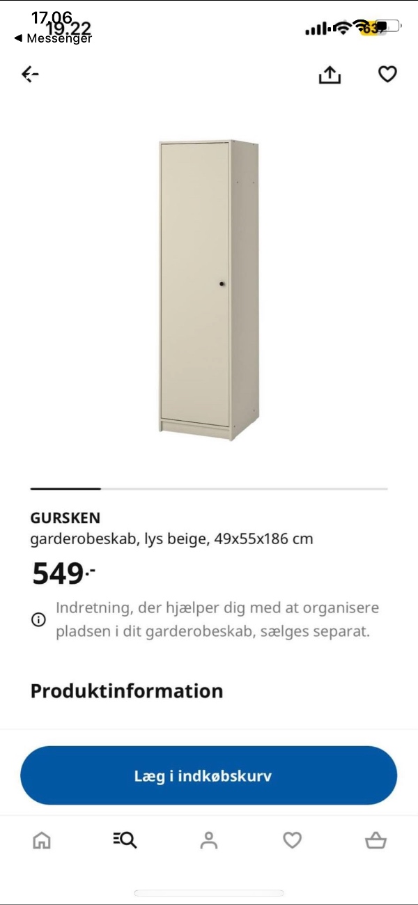 Flyttet 4 enkelte klædeskabe