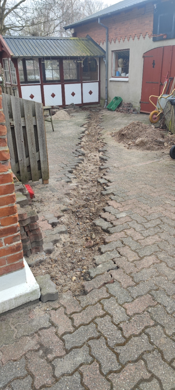 Reetablering af belægningssten i gård