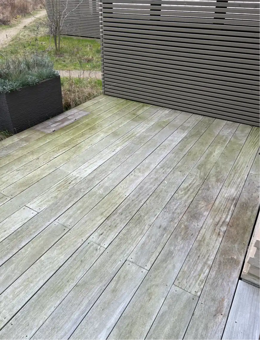 Olie behandling og rens af to træterrasser