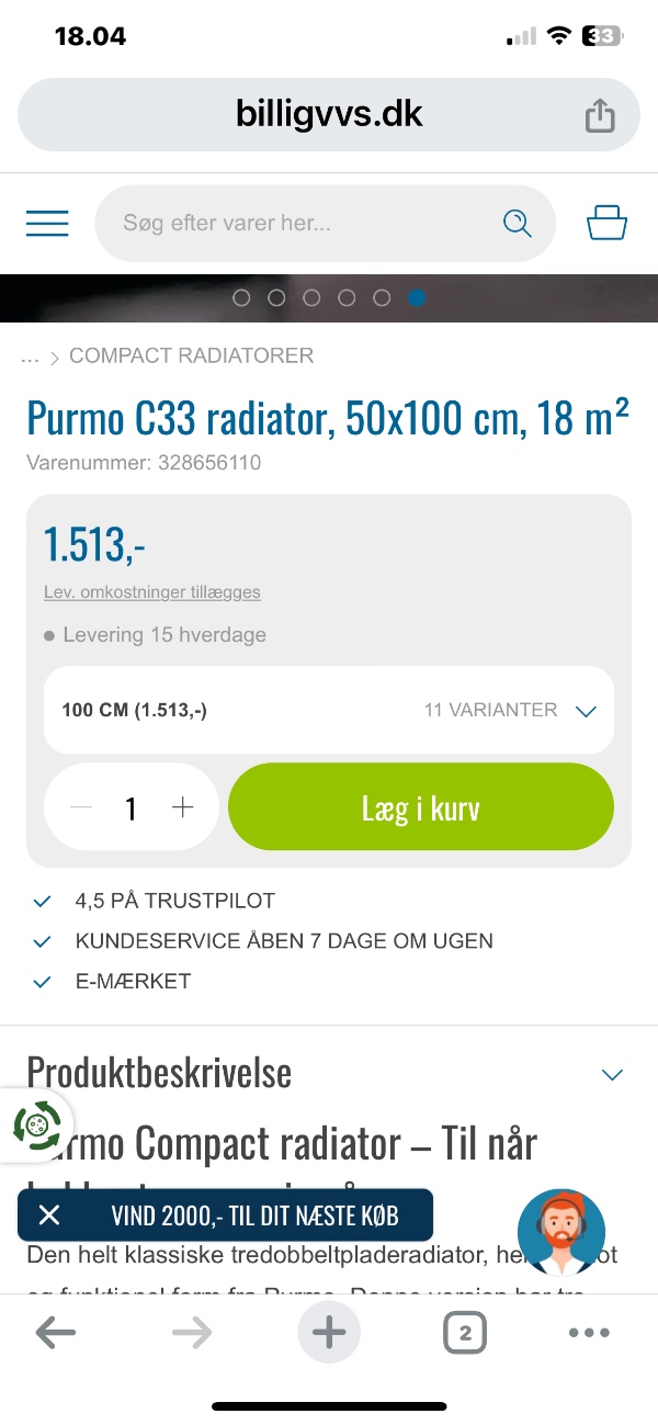 Flytte og montere ny radiator, der skal monteres nyt køkken hvor den sidder nu, skal flyttes til bag bord, radiator ca 50x100