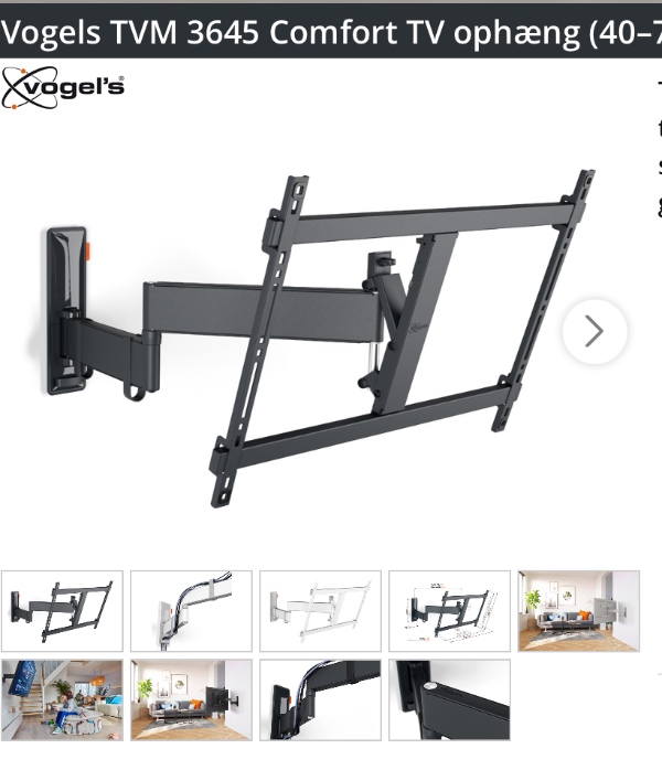 Opsætning af Vogel vægbeslag til 65” TV