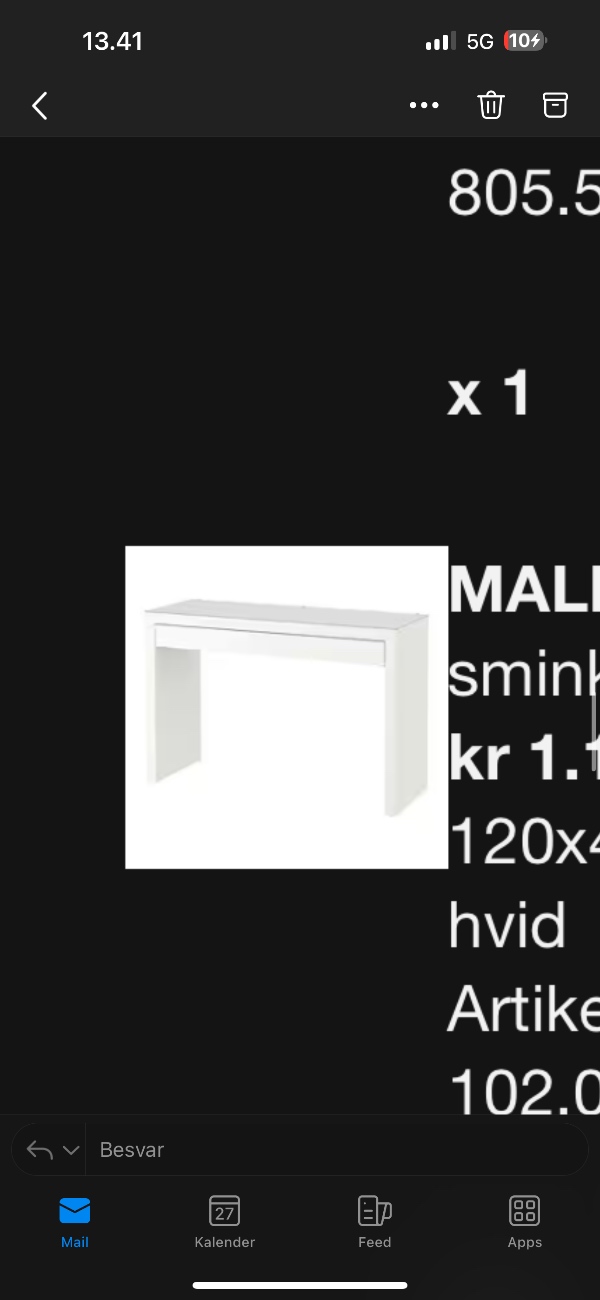 Skab,skrivebord og skoskab