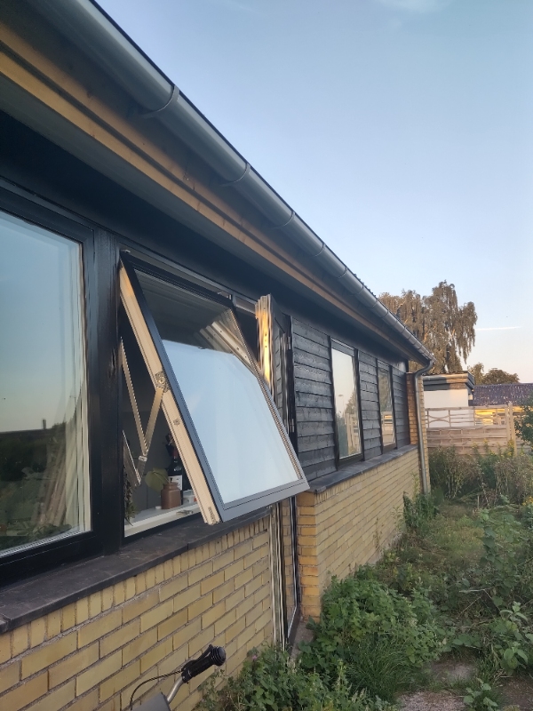 Malet træfacade og gavle