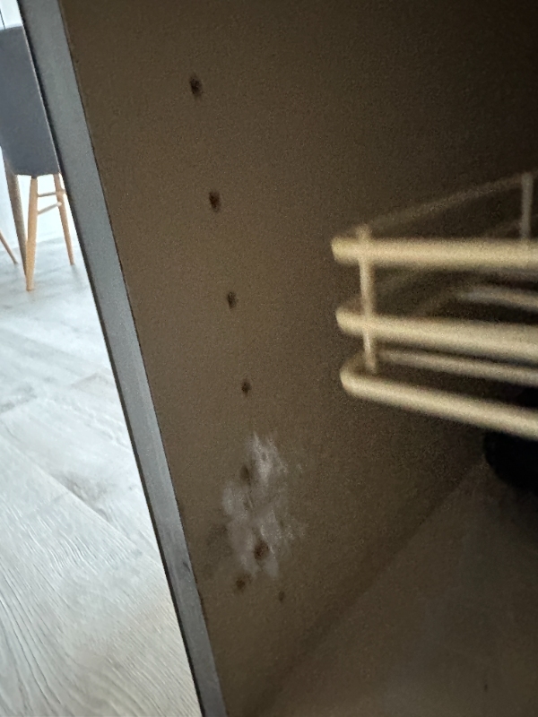 Køkkenlåge skal repareres. Hængsler sidder ikke fast.