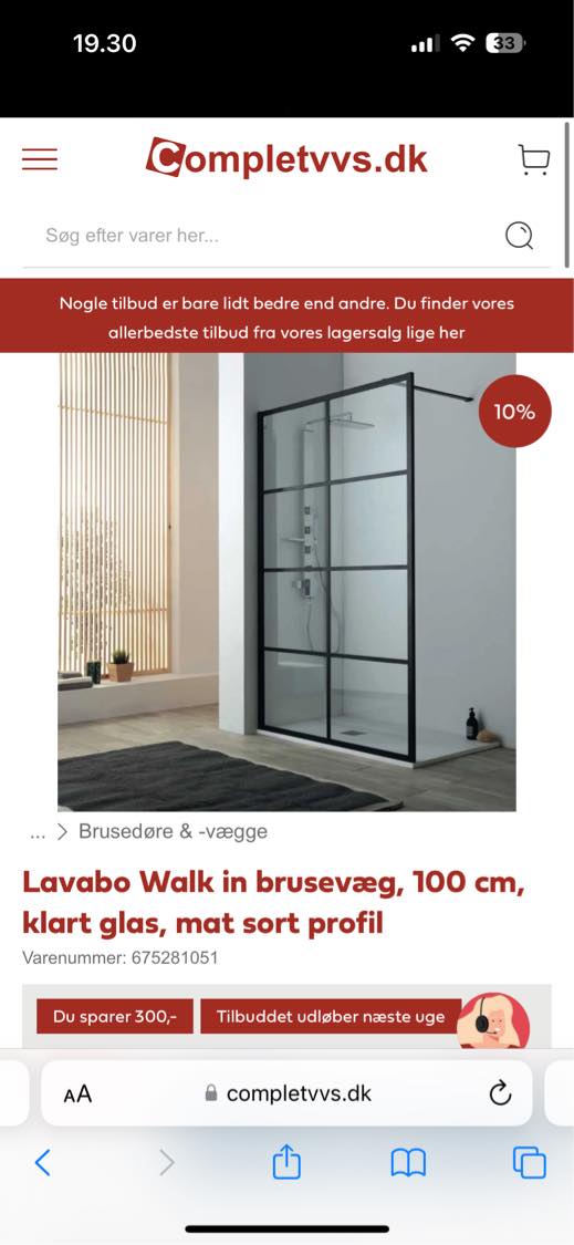 Fuge samt opsætning af brusevæg på badeværelset