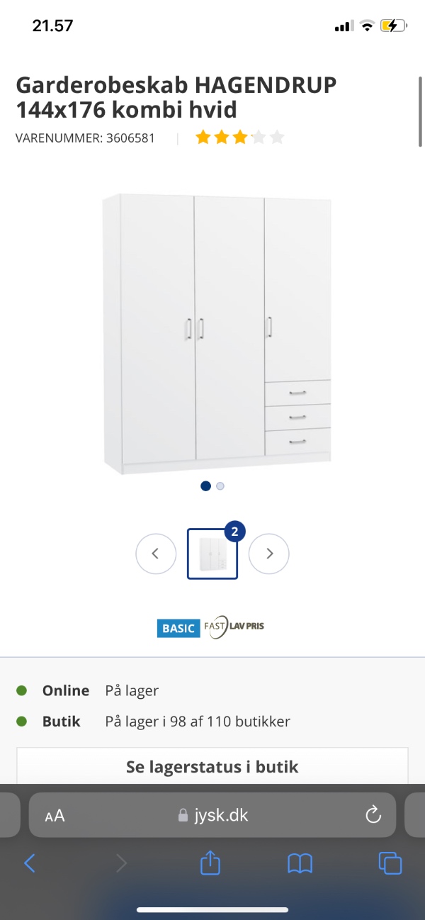 Samling af garderobe skab fra jysk