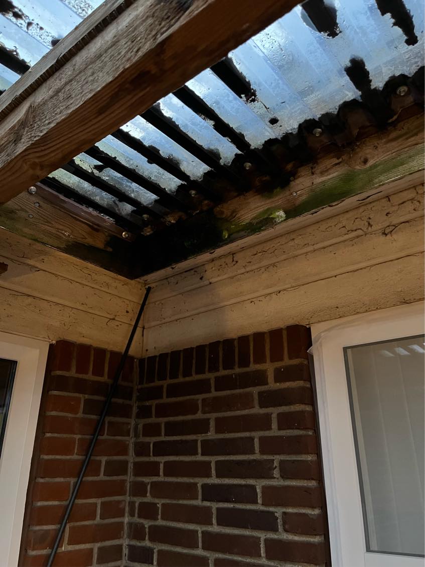 Skift af trapez plader på tilbygning