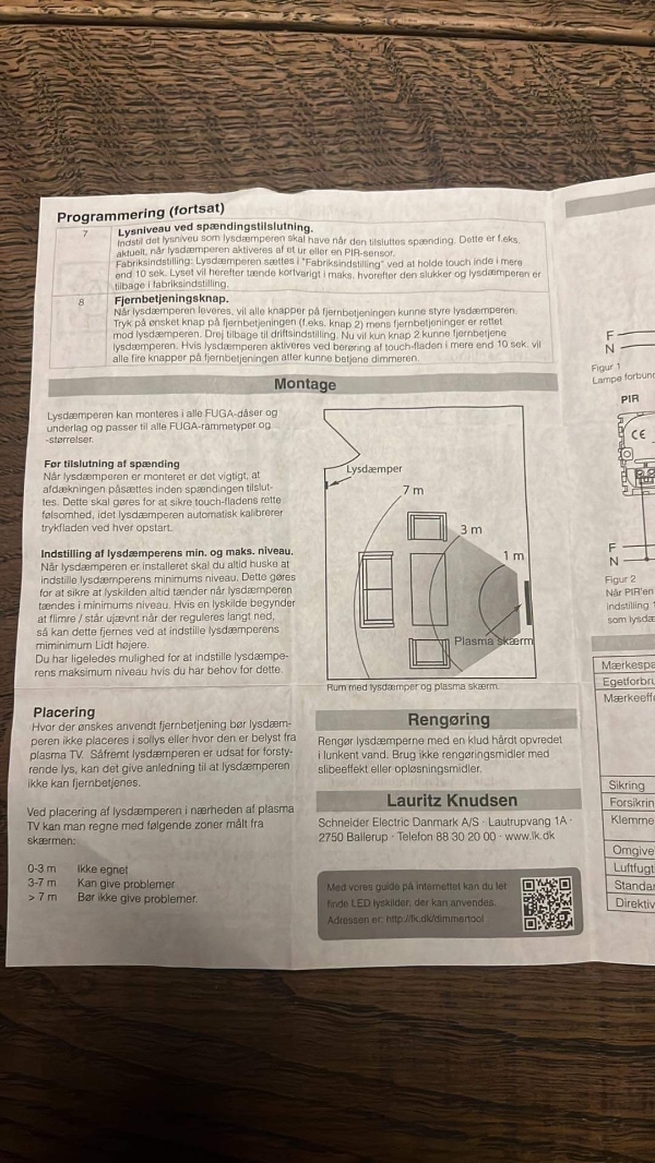 Installation af lysdæmper