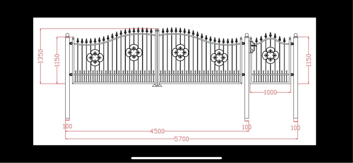 Opsætning af port inkl havelåge i støbejern.