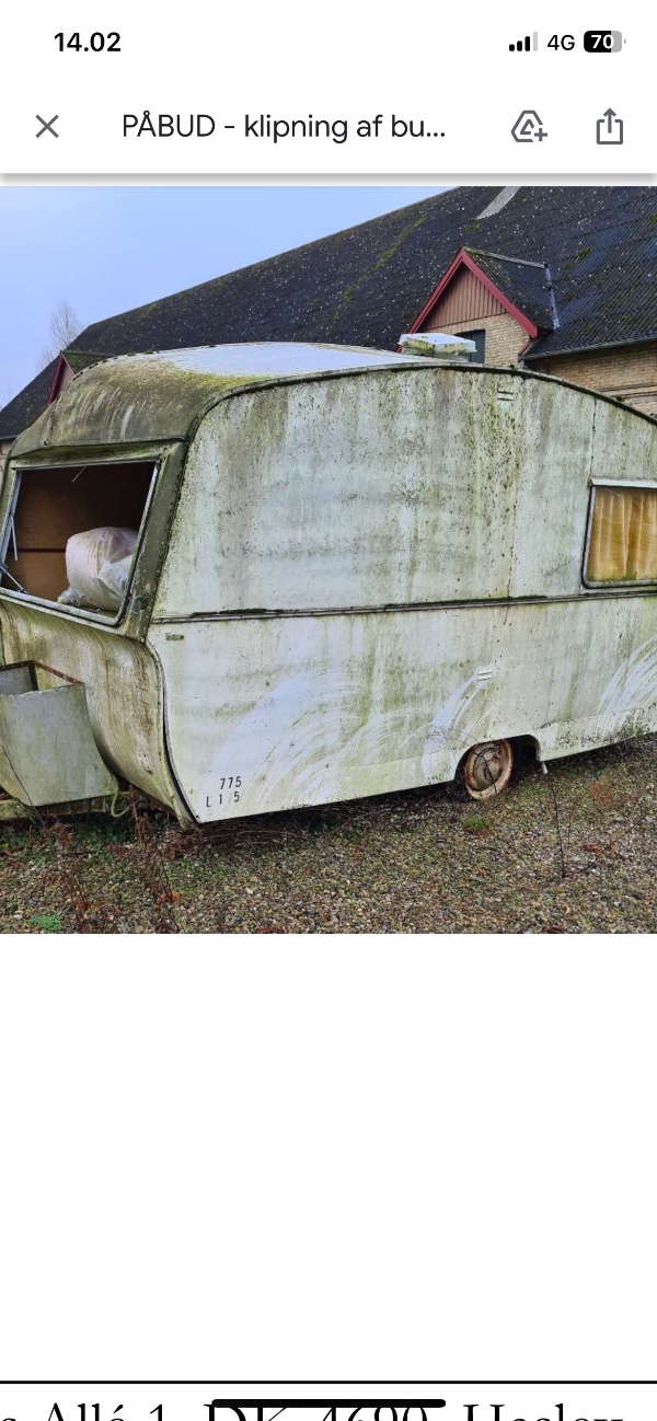 Fjernelse af gammel campingvogn