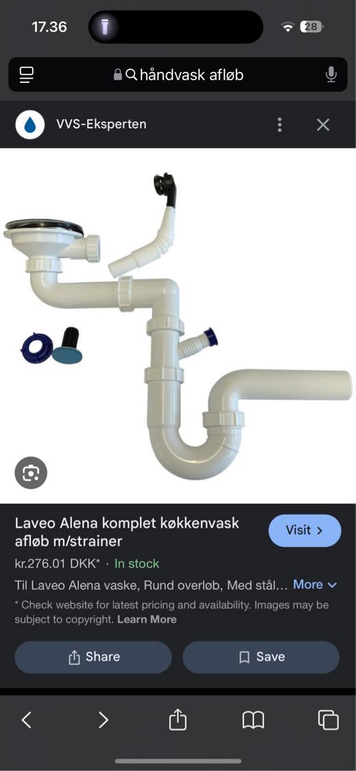 Installation af bord opvaskemaskine, og afløb