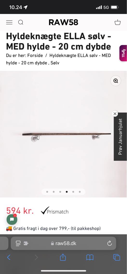 Opsat 2 stk hylder på badeværelset