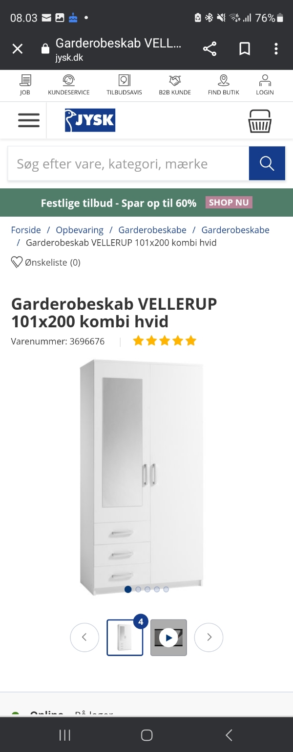 Gardarobskab jysk 101×200                       Tv bord vidaXl