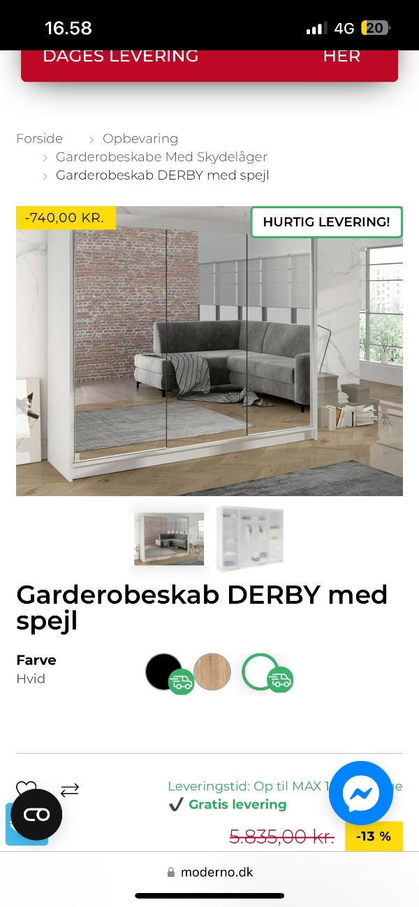 Samling af garderobeskab