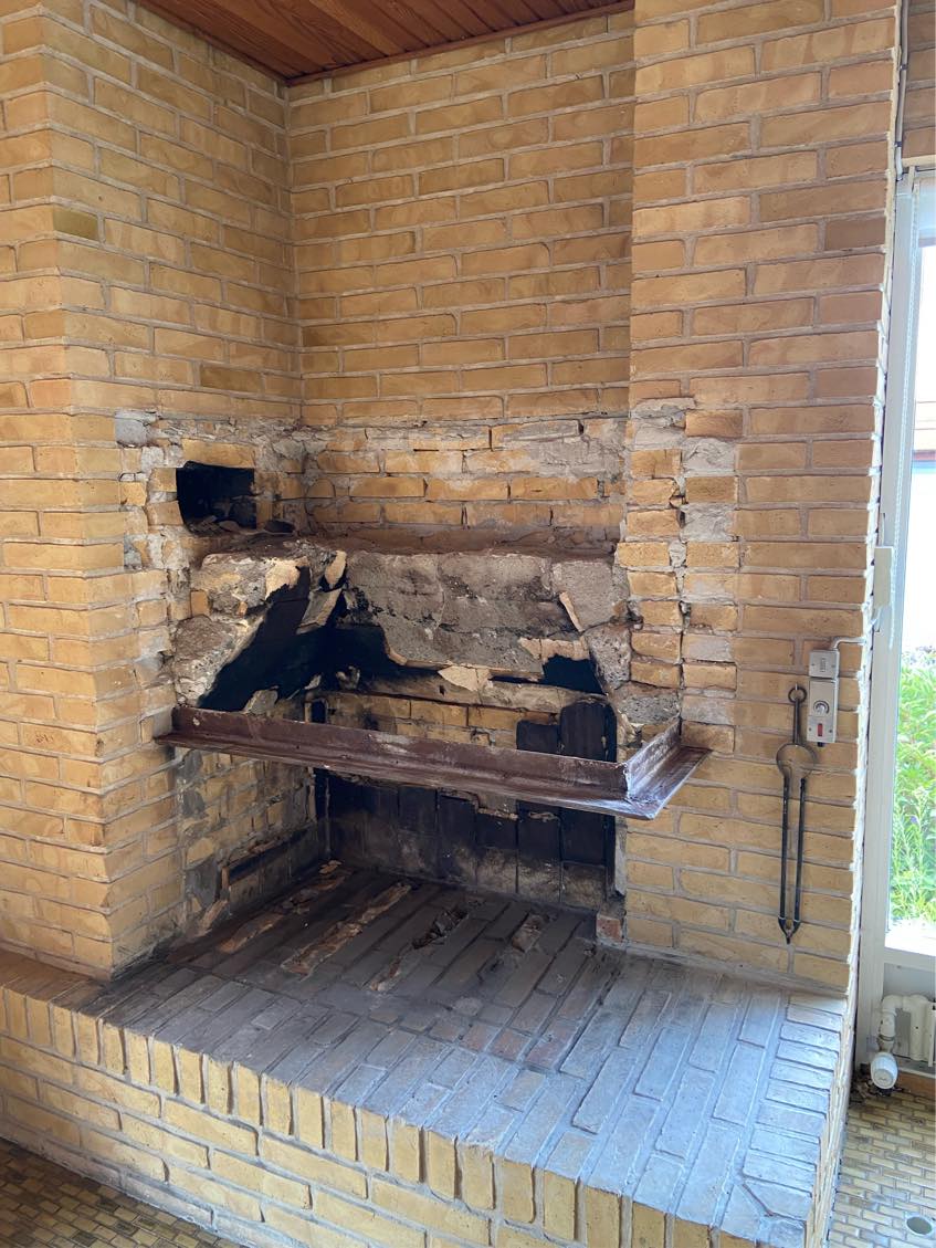 Murerarbejde ved nedlagt pejs
