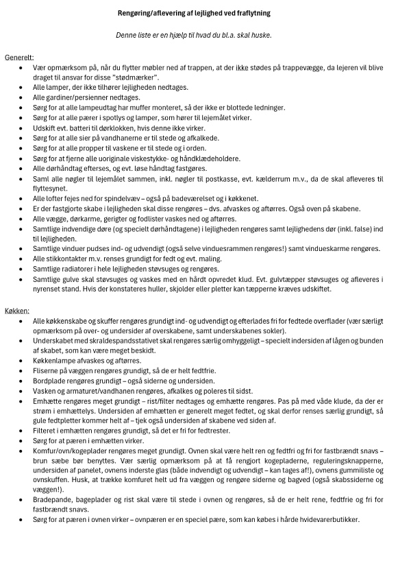 Rengøring ved fraflytning