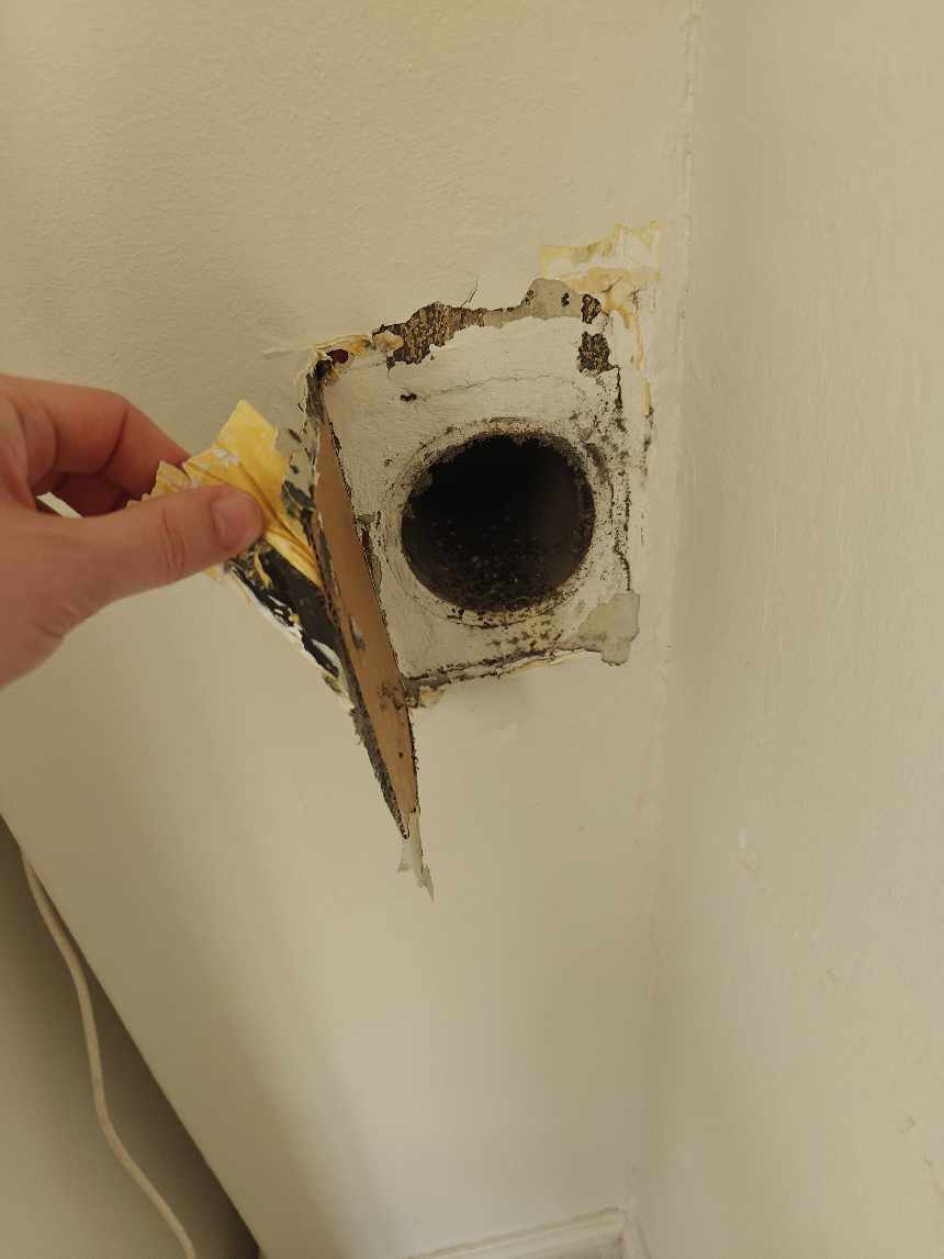 Tilmuring af hul til muret skorsten (tidligere tilsluttet gasovn)