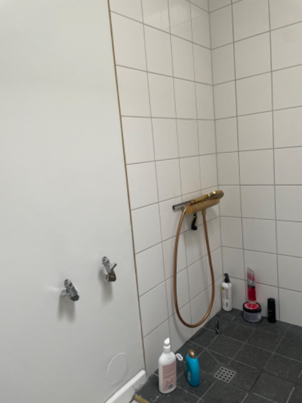 Installeret en brusevæg på badeværelset, jeg køber selv væggen 90*200